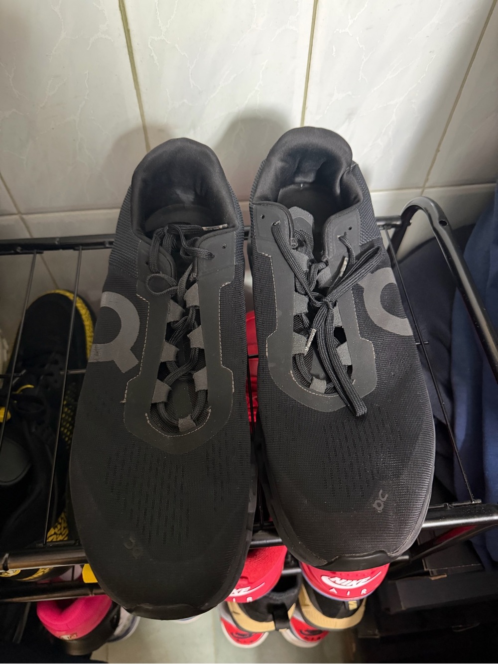 On Running Black Lace-Up Athletic Shoes Cloudmonster triple black